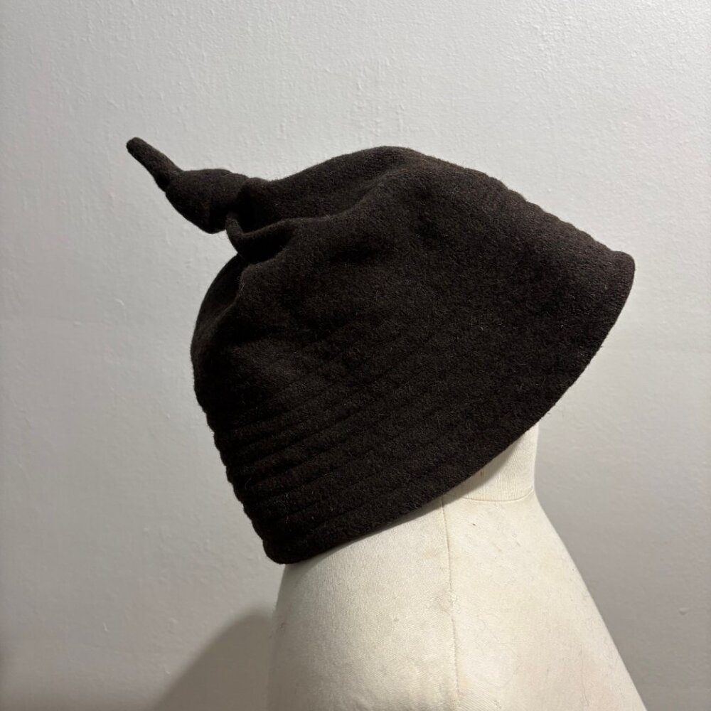 Vintage 90's Amy Downs cashmere blend knotted hat in brown - Picture 2 of 5